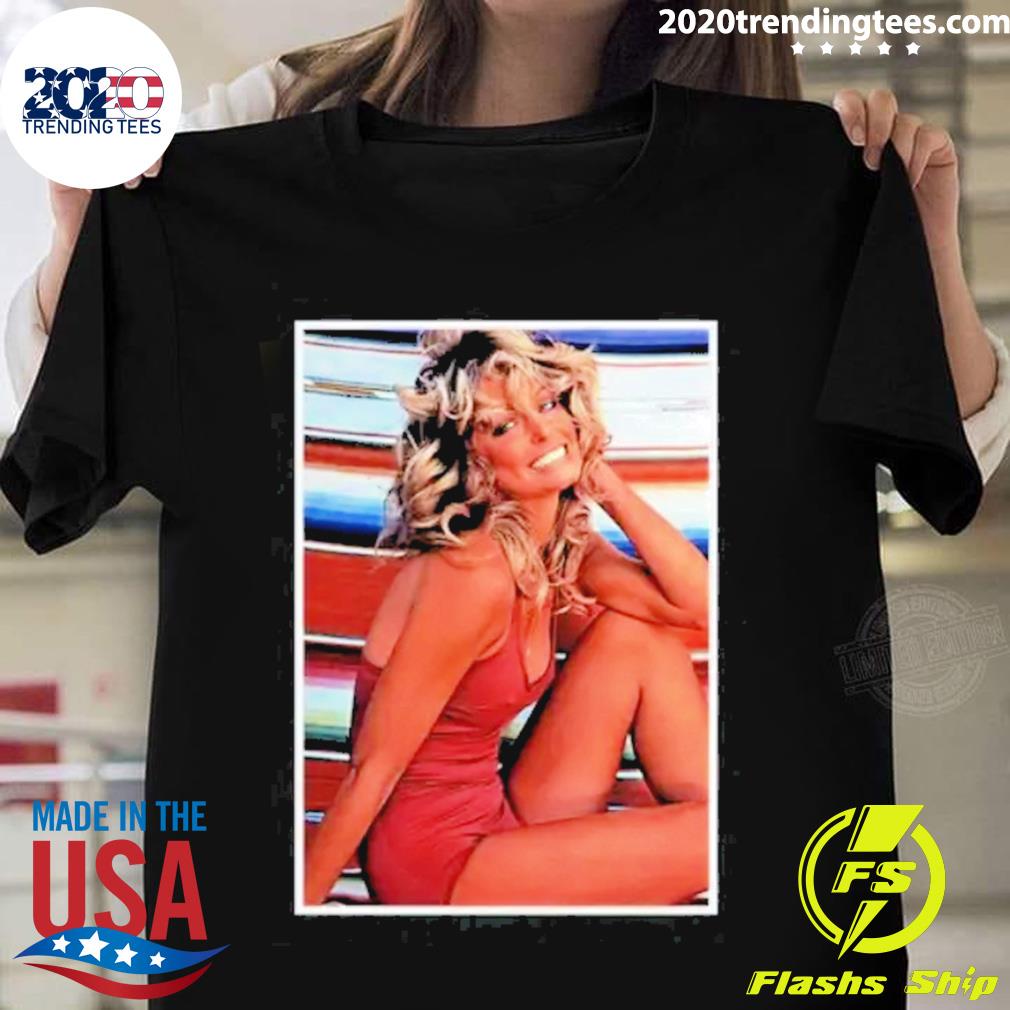 Official farrah Fawcett Red Bathing Suit Flag - Adult & Kids T-Shirts, Sweatshirts & Hoodies apparel design preview 1