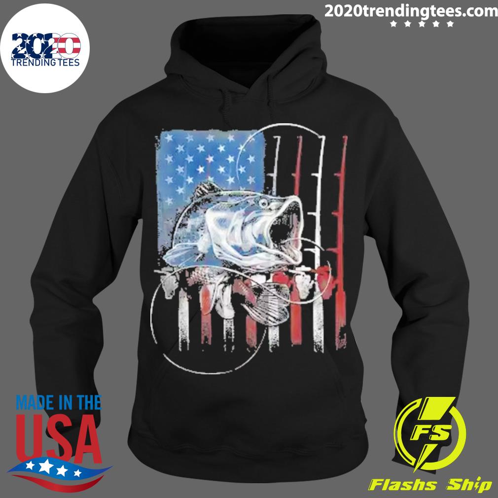 Official fishing American Flag Vintage, USA Bass - Adult & Kids T-Shirts, Sweatshirts & Hoodies apparel design preview 2