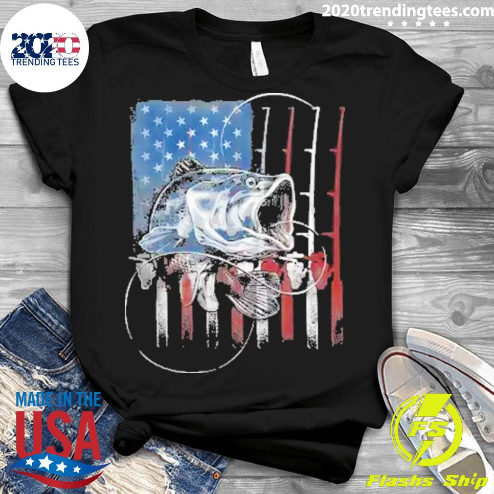 Official fishing American Flag Vintage, USA Bass - Adult & Kids T-Shirts, Sweatshirts & Hoodies apparel design preview 3