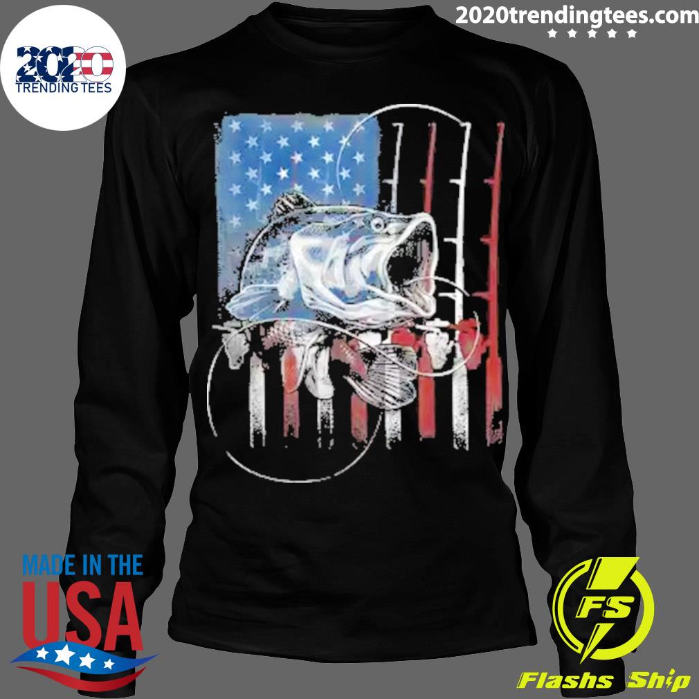 Official fishing American Flag Vintage, USA Bass - Adult & Kids T-Shirts, Sweatshirts & Hoodies apparel design preview 4