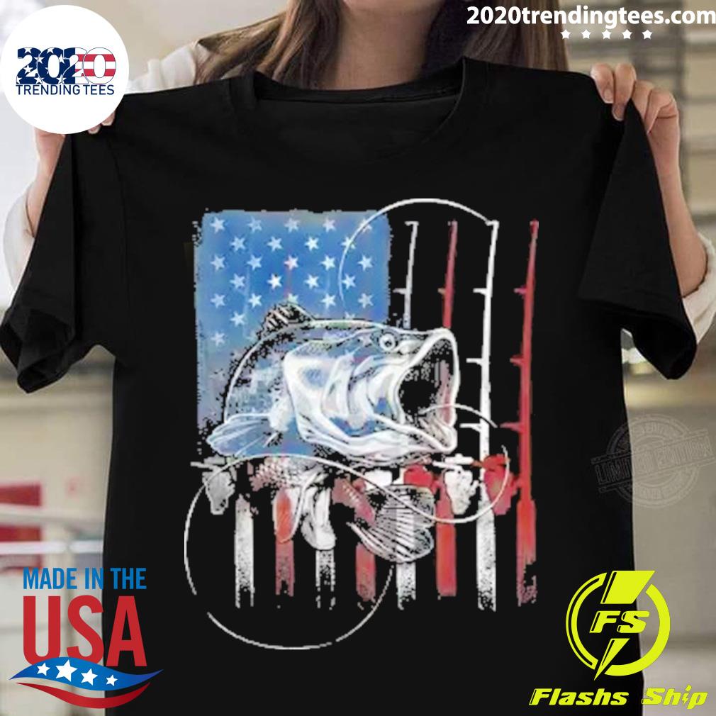 Official fishing American Flag Vintage, USA Bass - Adult & Kids T-Shirts, Sweatshirts & Hoodies apparel design preview 1