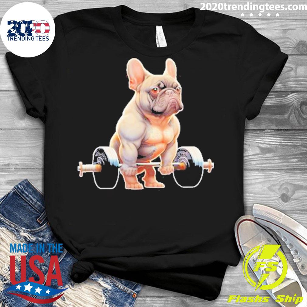 Official french Bulldog Bodybuilding Gym Frenchie - Adult & Kids T-Shirts, Sweatshirts & Hoodies apparel design preview 3