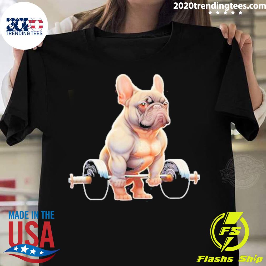 Official french Bulldog Bodybuilding Gym Frenchie - Adult & Kids T-Shirts, Sweatshirts & Hoodies apparel design preview 1
