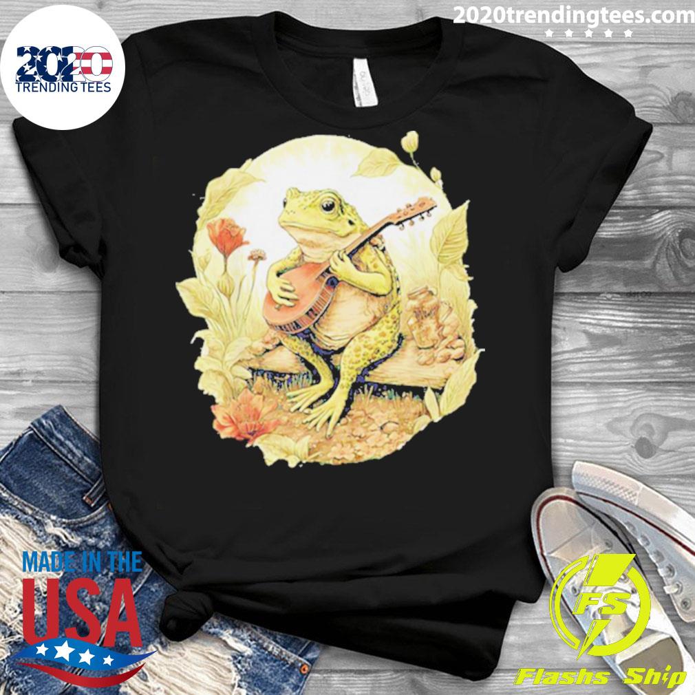 Official frog Playing Banjo On Log - Adult & Kids T-Shirts, Sweatshirts & Hoodies apparel design preview 3