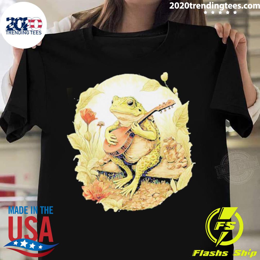 Official frog Playing Banjo On Log - Adult & Kids T-Shirts, Sweatshirts & Hoodies apparel design preview 1