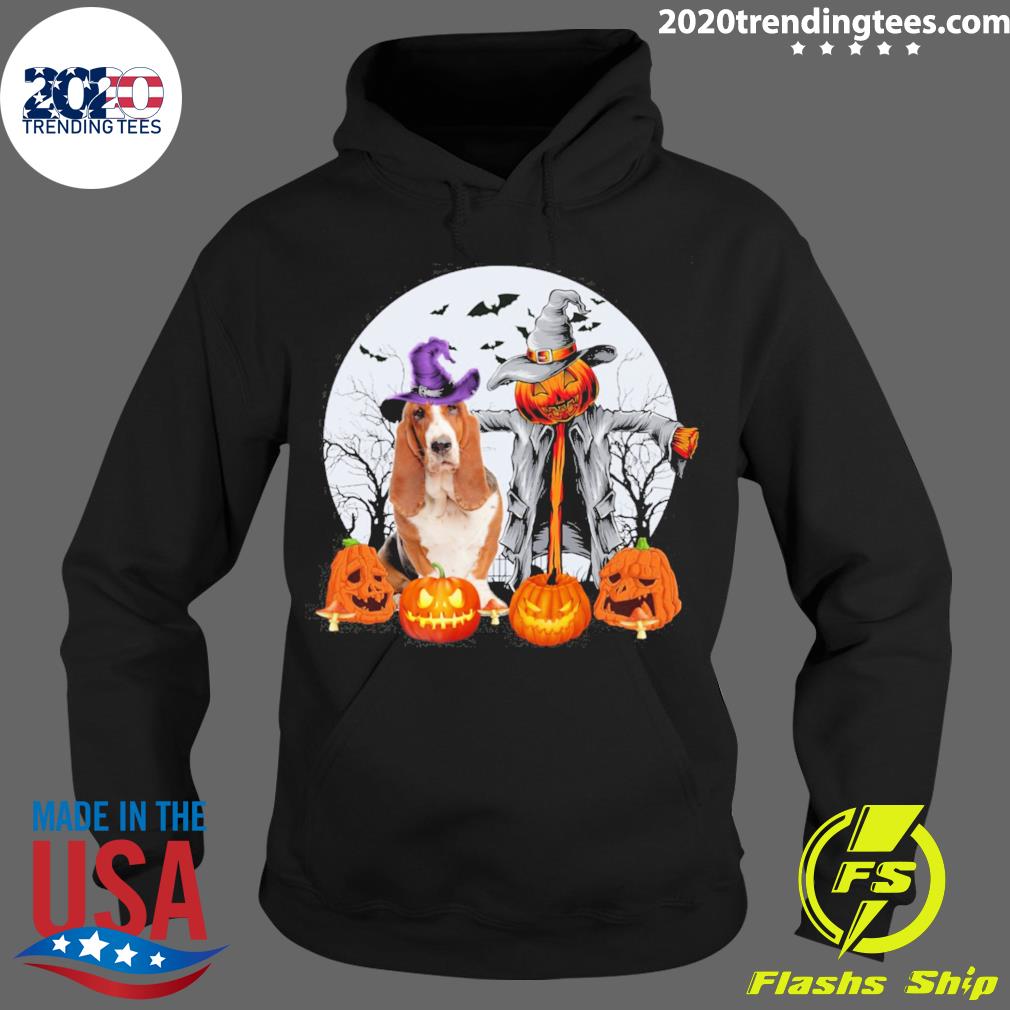 Official halloween Scarecrow Black Basset Hound - Adult & Kids T-Shirts, Sweatshirts & Hoodies apparel design preview 2