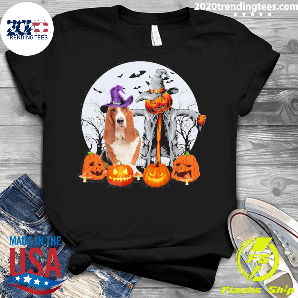 Official halloween Scarecrow Black Basset Hound - Adult & Kids T-Shirts, Sweatshirts & Hoodies apparel design preview 3