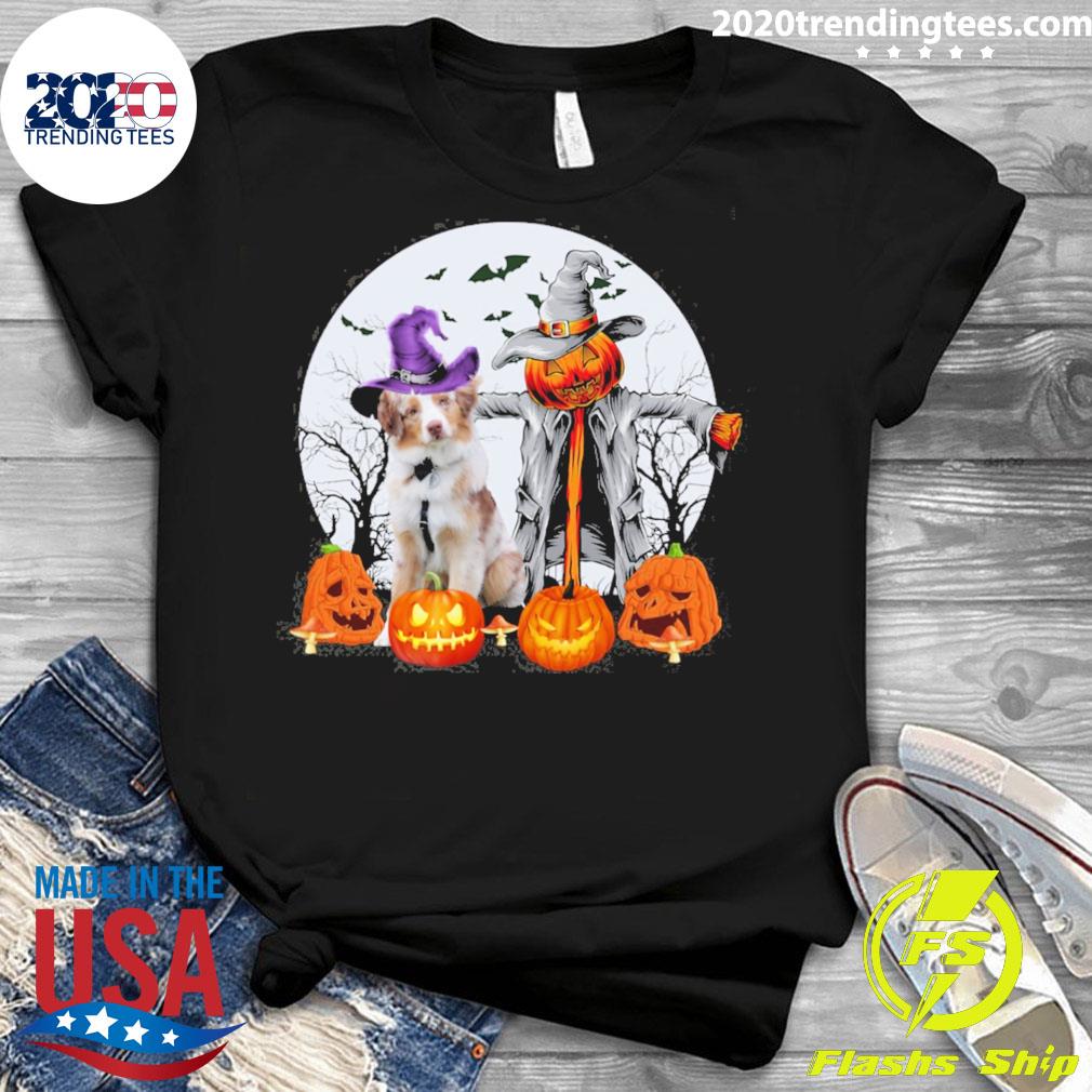 Official halloween Scarecrow Red Merle Australian - Adult & Kids T-Shirts, Sweatshirts & Hoodies apparel design preview 3