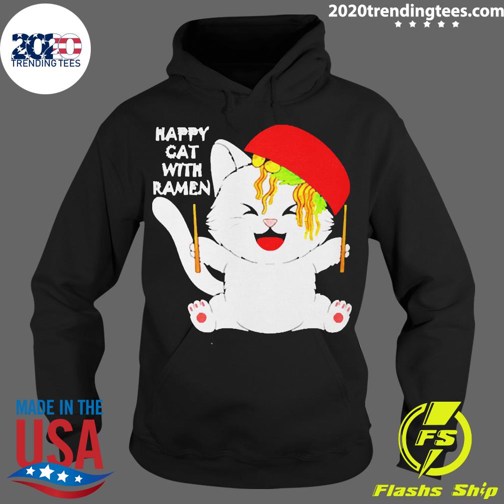 Official Happy Cat With Ramen - Adult & Kids T-Shirts, Sweatshirts & Hoodies apparel design preview 2