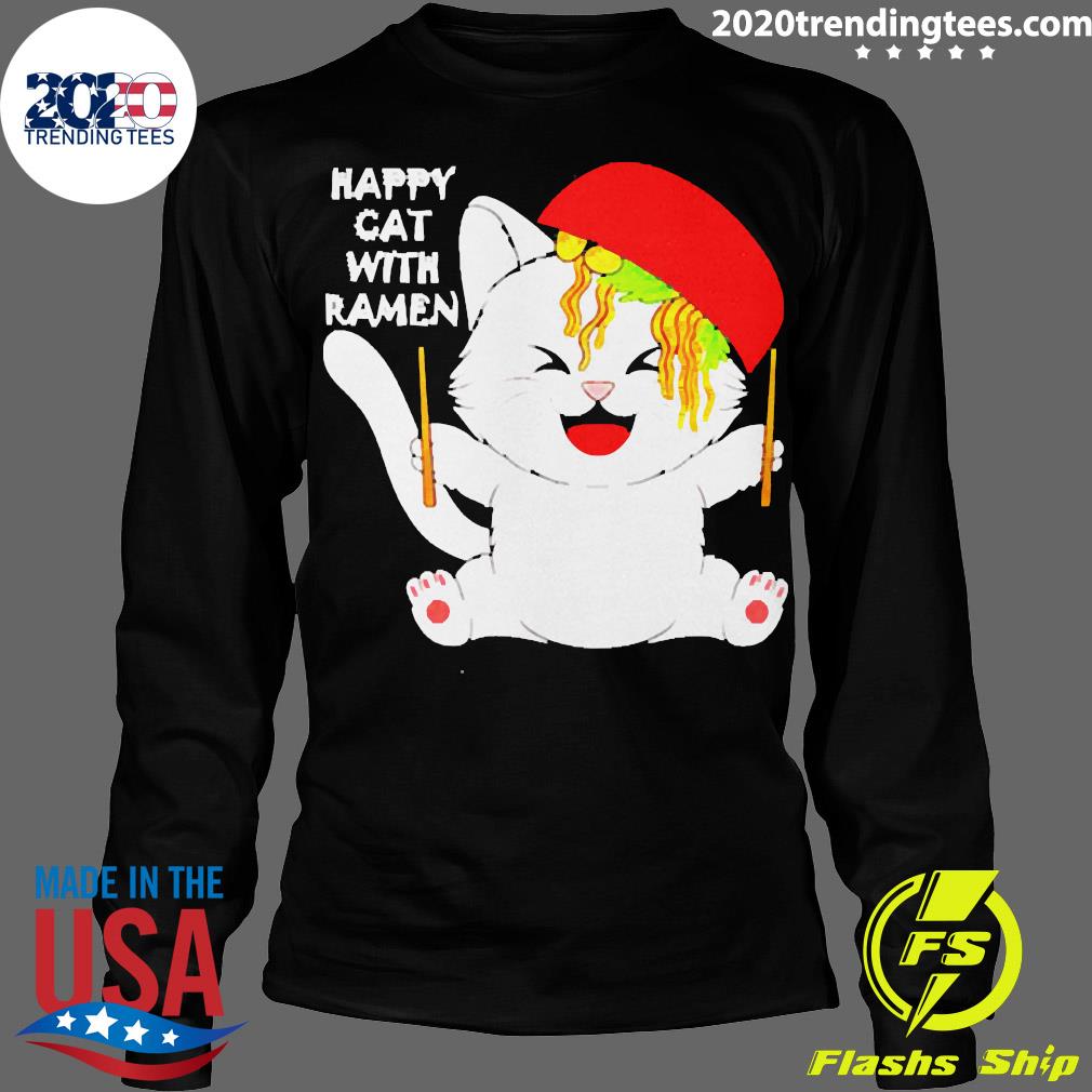 Official Happy Cat With Ramen - Adult & Kids T-Shirts, Sweatshirts & Hoodies apparel design preview 4