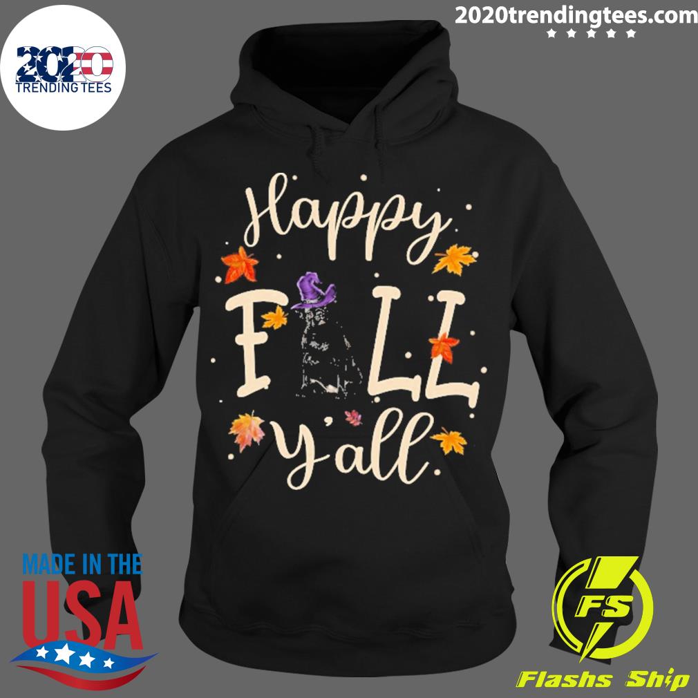 Official happy Fall Y'all Black Pug Halloween - Adult & Kids T-Shirts, Sweatshirts & Hoodies apparel design preview 2