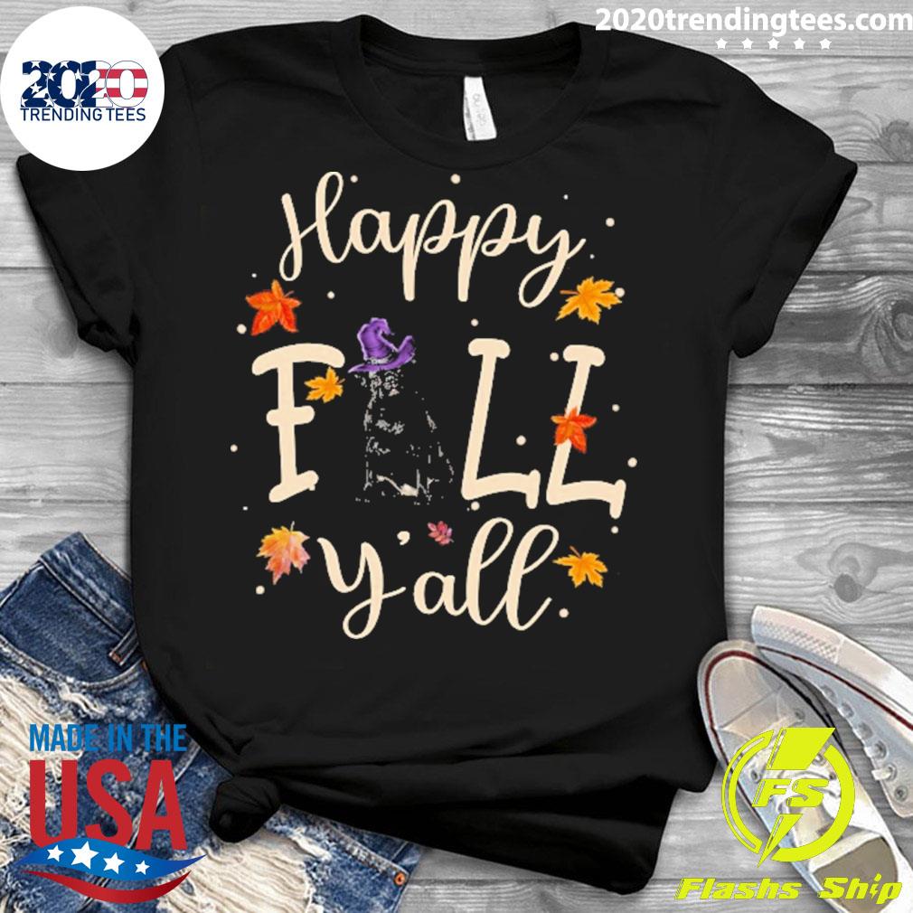 Official happy Fall Y'all Black Pug Halloween - Adult & Kids T-Shirts, Sweatshirts & Hoodies apparel design preview 3