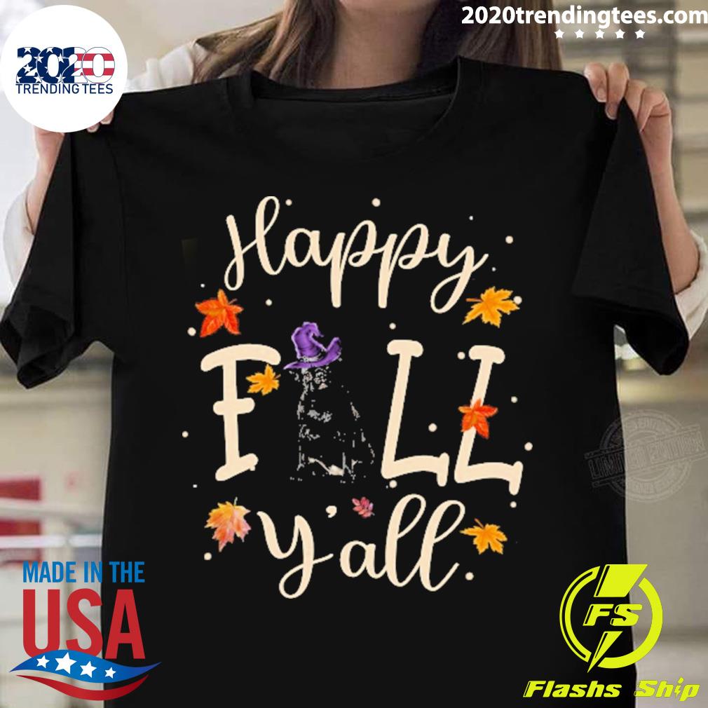 Official happy Fall Y'all Black Pug Halloween - Adult & Kids T-Shirts, Sweatshirts & Hoodies apparel design preview 1