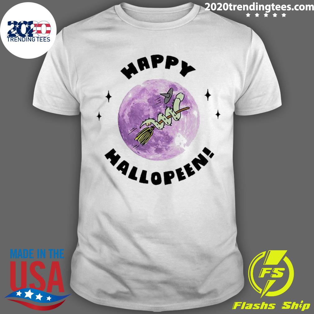 Official happy Hallopeen Snake Broomstick Halloween - Adult & Kids T-Shirts, Sweatshirts & Hoodies apparel design preview 1