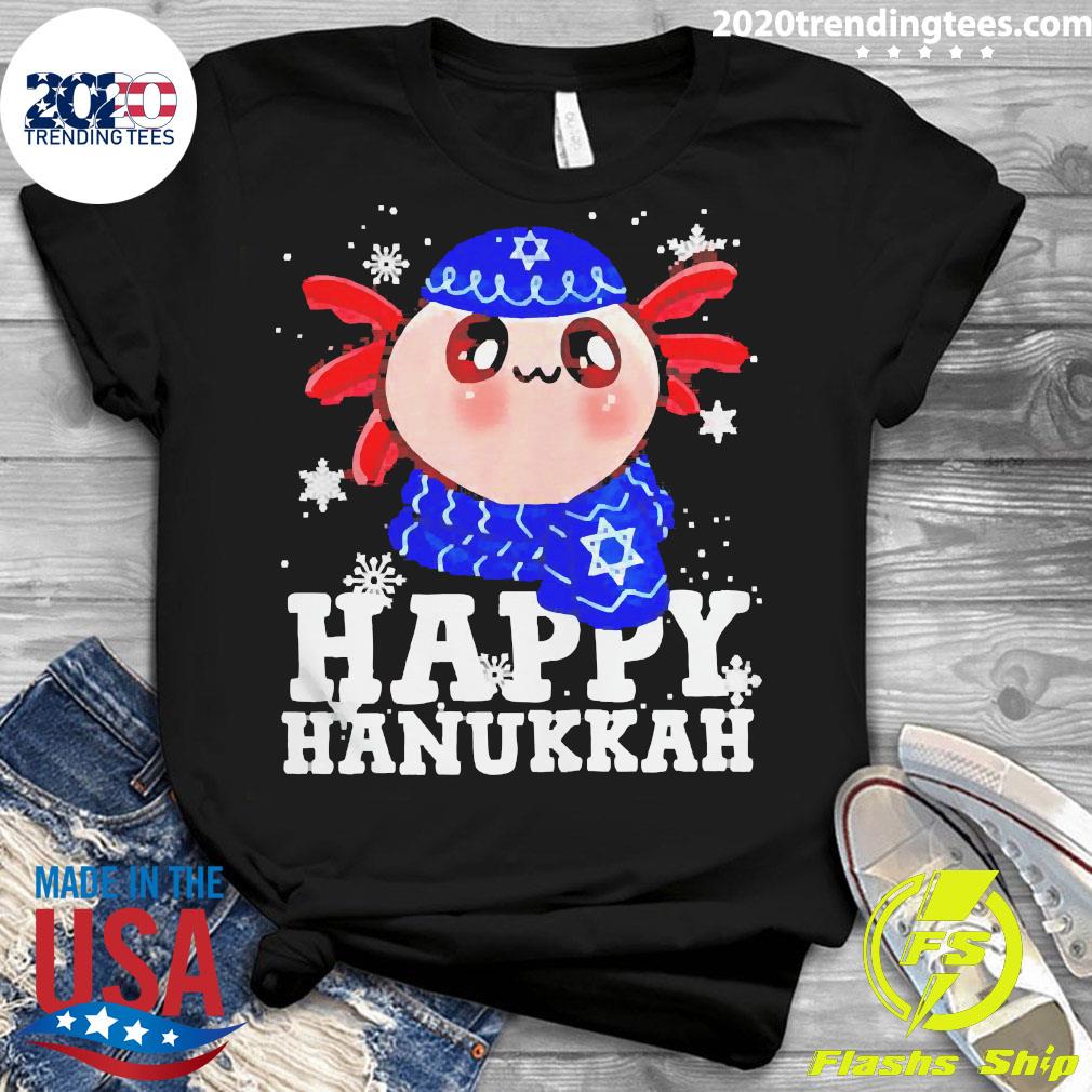 Official Happy Hanukkah Axolotl Kawaii Sweat - Adult & Kids T-Shirts, Sweatshirts & Hoodies apparel design preview 3