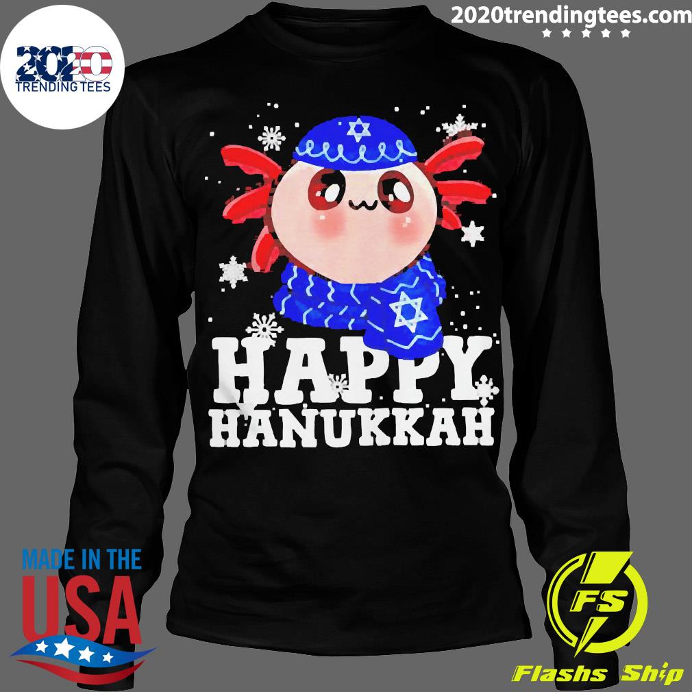 Official Happy Hanukkah Axolotl Kawaii Sweat - Adult & Kids T-Shirts, Sweatshirts & Hoodies apparel design preview 4