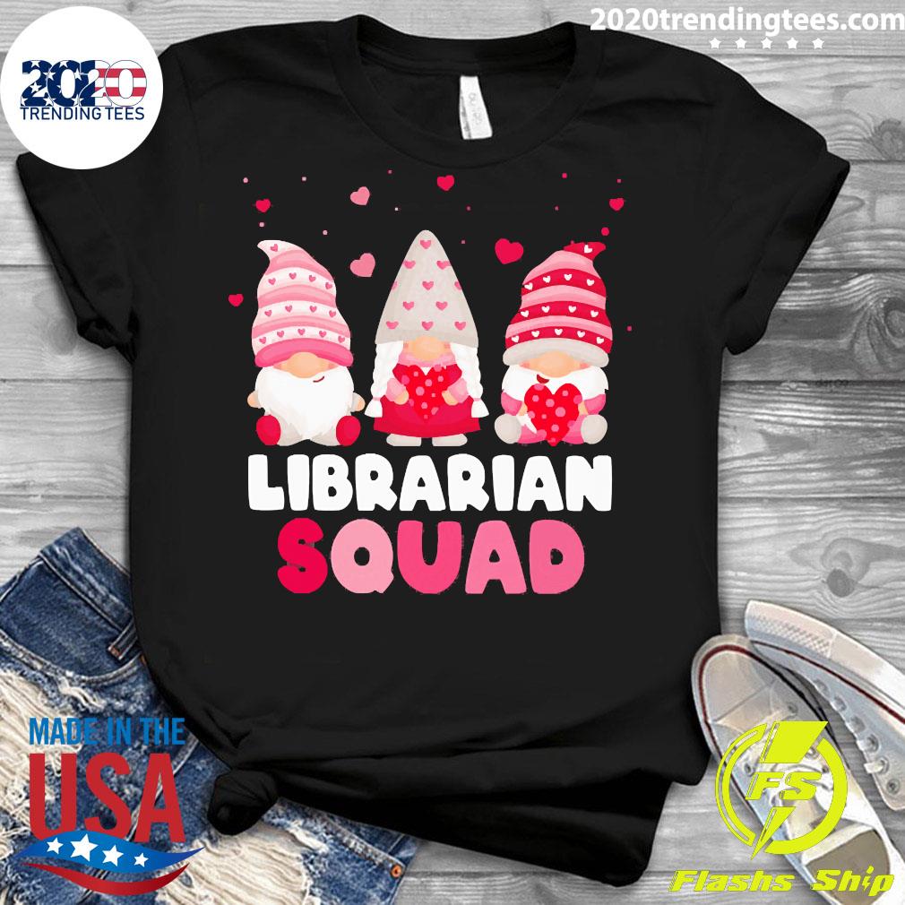 Official Happy Valentines Day Gnome Librarian Squad - Adult & Kids T-Shirts, Sweatshirts & Hoodies apparel design preview 3