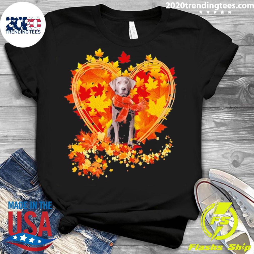 Official heart Shape Autumn Leaf Silver Labrador Dog - Adult & Kids T-Shirts, Sweatshirts & Hoodies apparel design preview 3