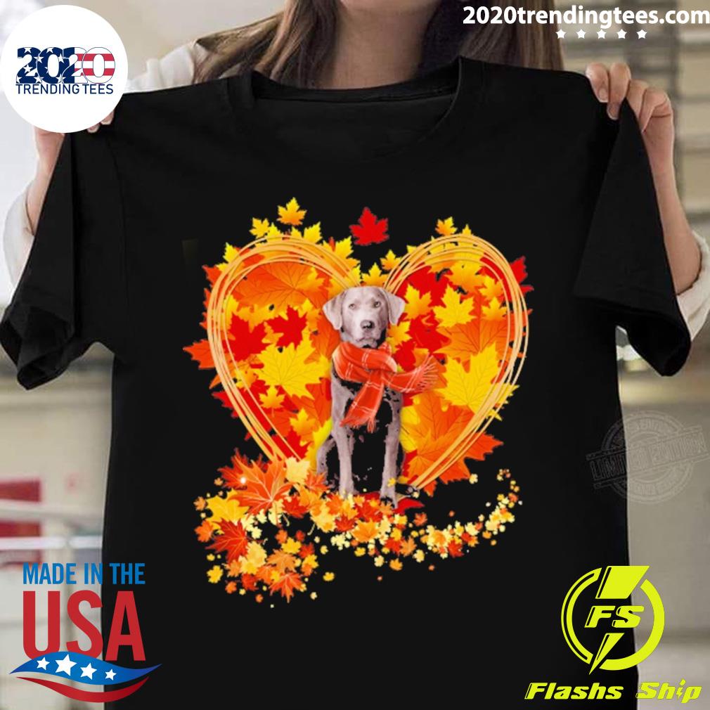 Official heart Shape Autumn Leaf Silver Labrador Dog - Adult & Kids T-Shirts, Sweatshirts & Hoodies apparel design preview 1