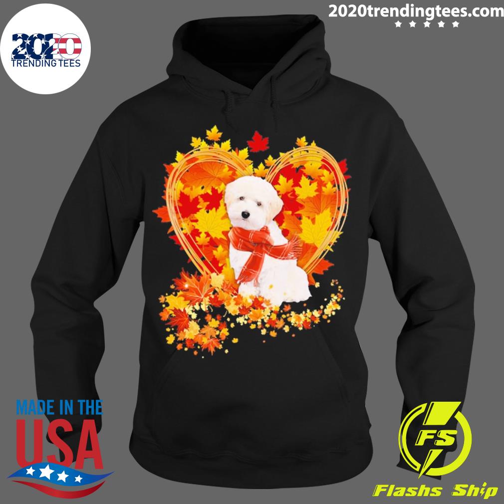 Official heart Shape Autumn Leaf White Maltipoo Dog - Adult & Kids T-Shirts, Sweatshirts & Hoodies apparel design preview 2