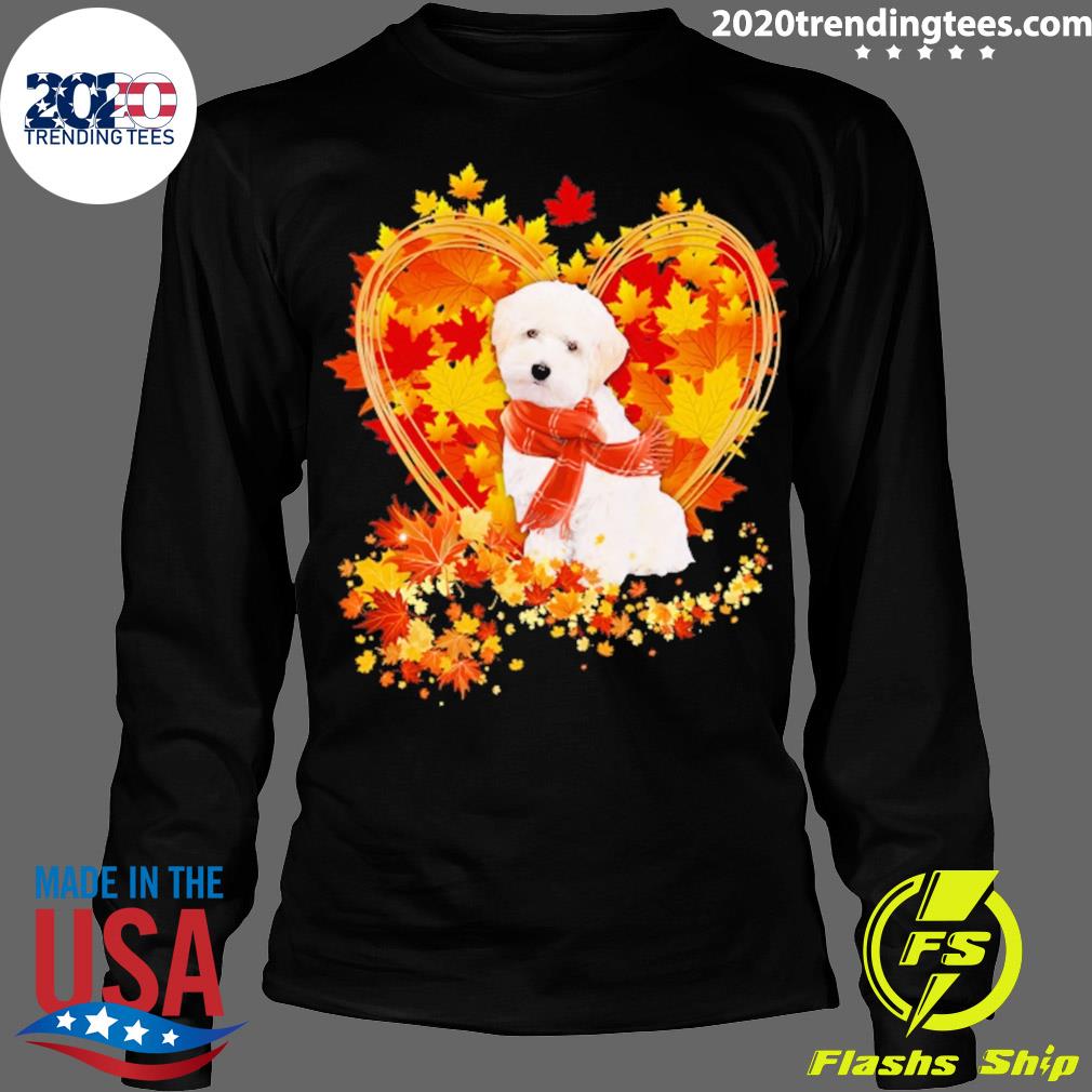 Official heart Shape Autumn Leaf White Maltipoo Dog - Adult & Kids T-Shirts, Sweatshirts & Hoodies apparel design preview 4