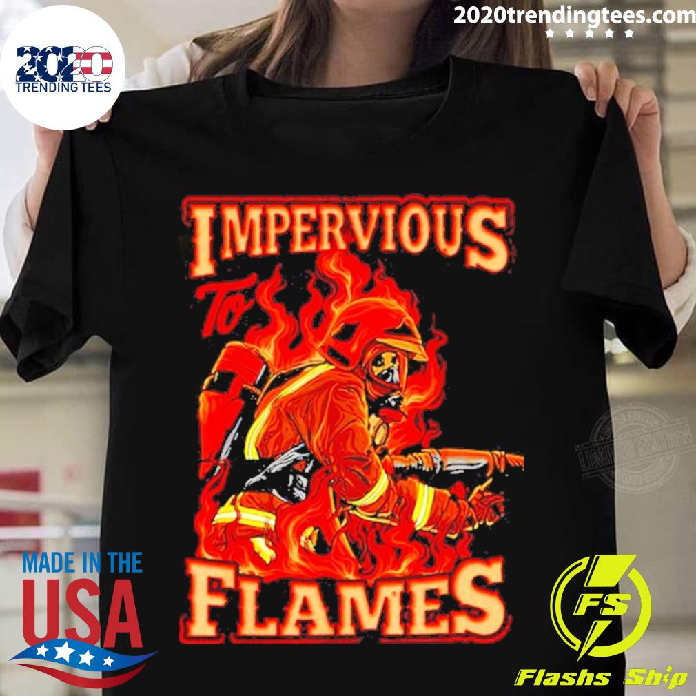 Official impervious To Flames Volunteer Fire - Adult & Kids T-Shirts, Sweatshirts & Hoodies apparel design preview 1