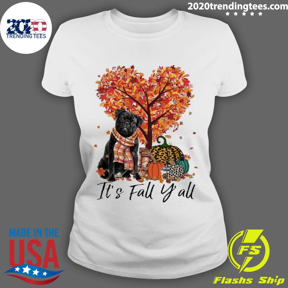 Official it's Fall Y'all Black Pug Dod - Adult & Kids T-Shirts, Sweatshirts & Hoodies apparel design preview 3