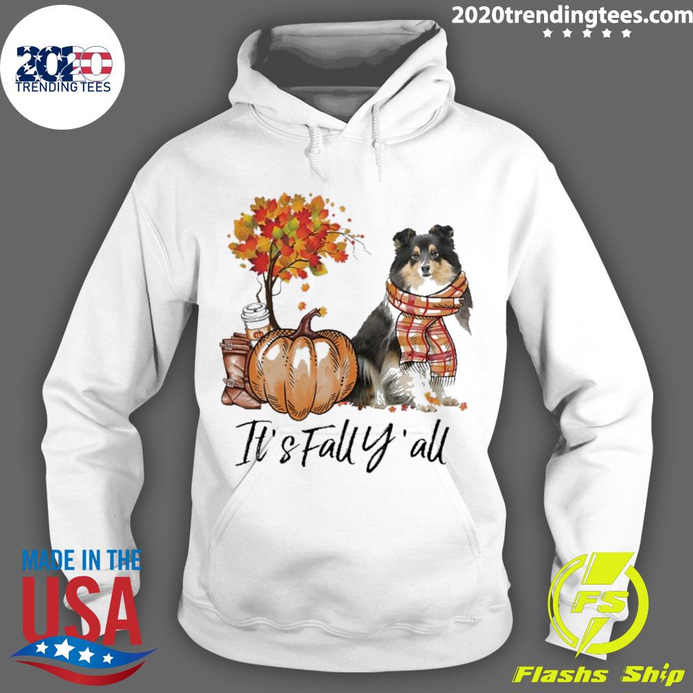 Official it's Fall Y'all Tricolor Sheltie - Adult & Kids T-Shirts, Sweatshirts & Hoodies apparel design preview 2