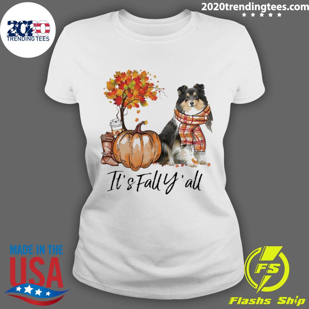 Official it's Fall Y'all Tricolor Sheltie - Adult & Kids T-Shirts, Sweatshirts & Hoodies apparel design preview 3