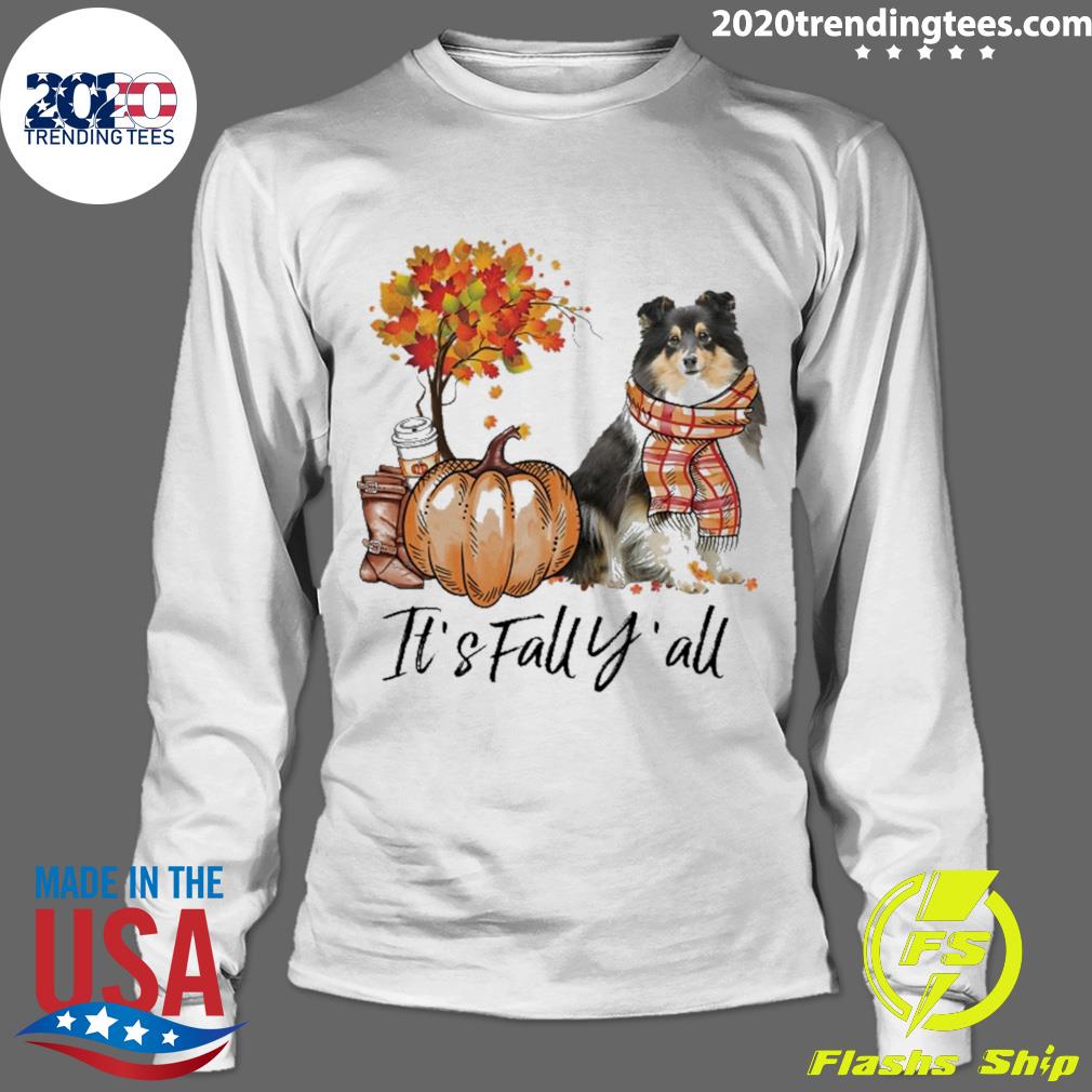 Official it's Fall Y'all Tricolor Sheltie - Adult & Kids T-Shirts, Sweatshirts & Hoodies apparel design preview 4