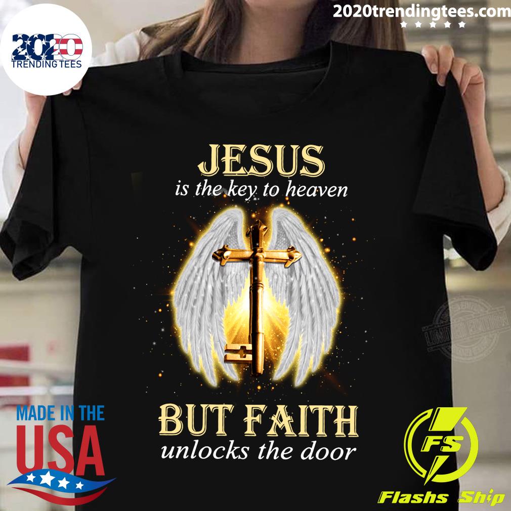 Official Jesus Is The Key To Heaven But Faith Unlocks - Adult & Kids T-Shirts, Sweatshirts & Hoodies apparel design preview 1