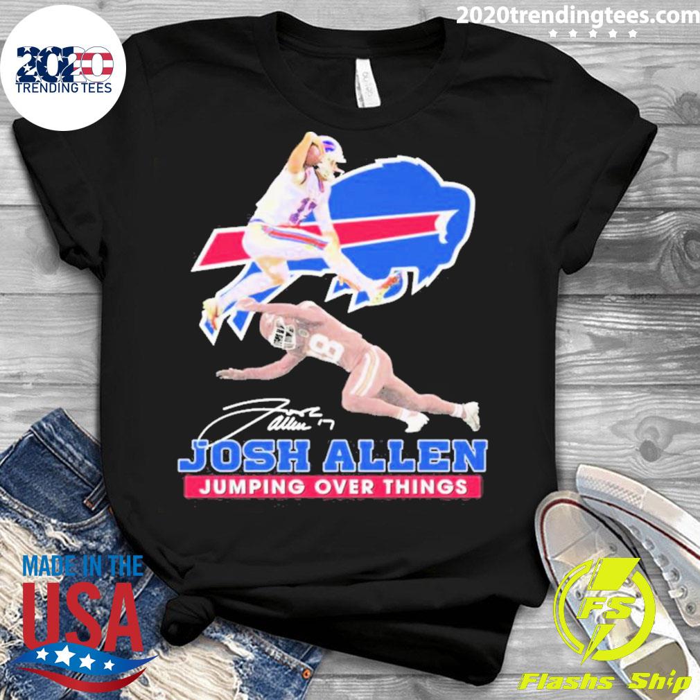 Official josh Allen Jumping Over Things Signature - Adult & Kids T-Shirts, Sweatshirts & Hoodies apparel design preview 3