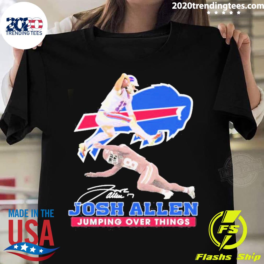 Official josh Allen Jumping Over Things Signature - Adult & Kids T-Shirts, Sweatshirts & Hoodies apparel design preview 1