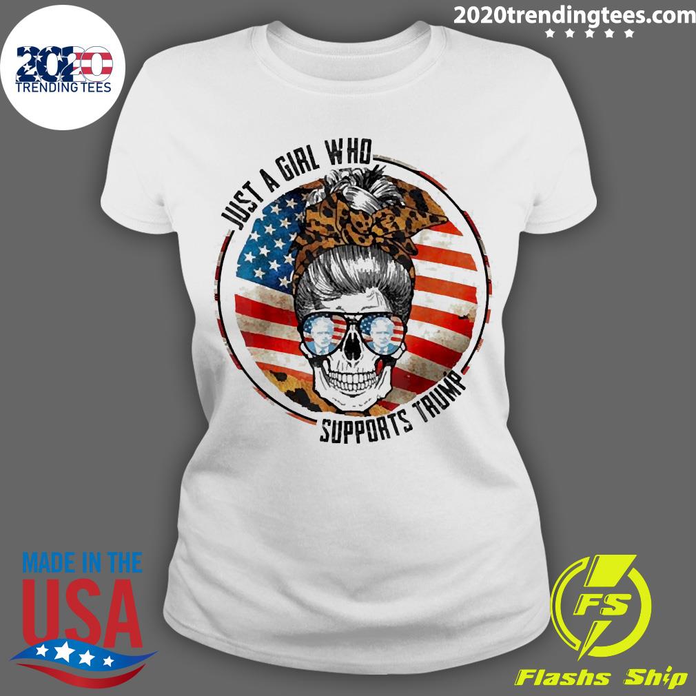 Official Just A Girl Who Loves Trump Messy Bun Skull - Adult & Kids T-Shirts, Sweatshirts & Hoodies apparel design preview 3