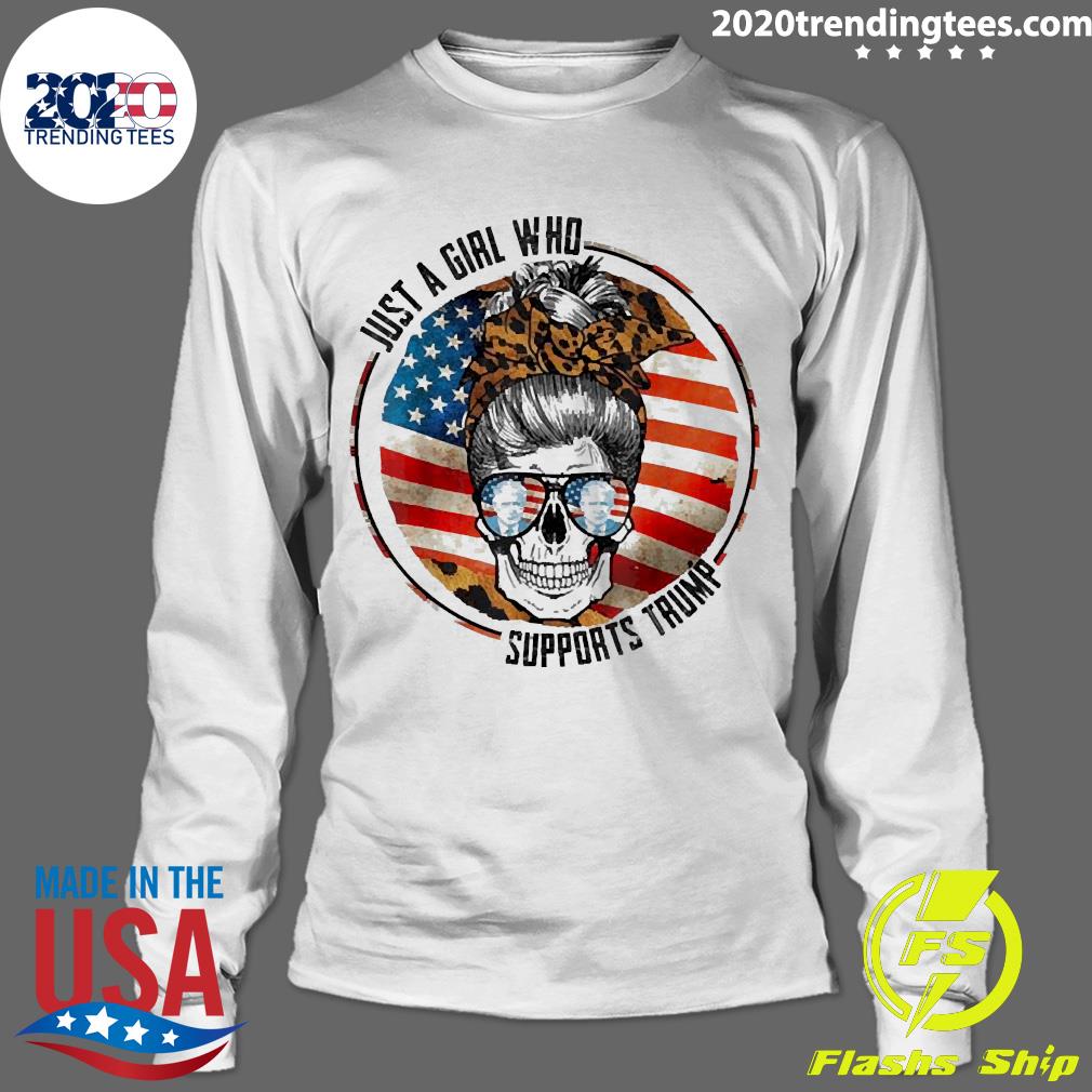 Official Just A Girl Who Loves Trump Messy Bun Skull - Adult & Kids T-Shirts, Sweatshirts & Hoodies apparel design preview 4