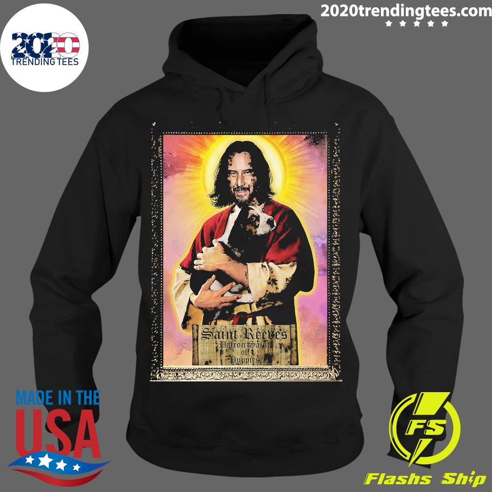 Official Keanu Saint Reeves Patron Of Puppies - Adult & Kids T-Shirts, Sweatshirts & Hoodies apparel design preview 2