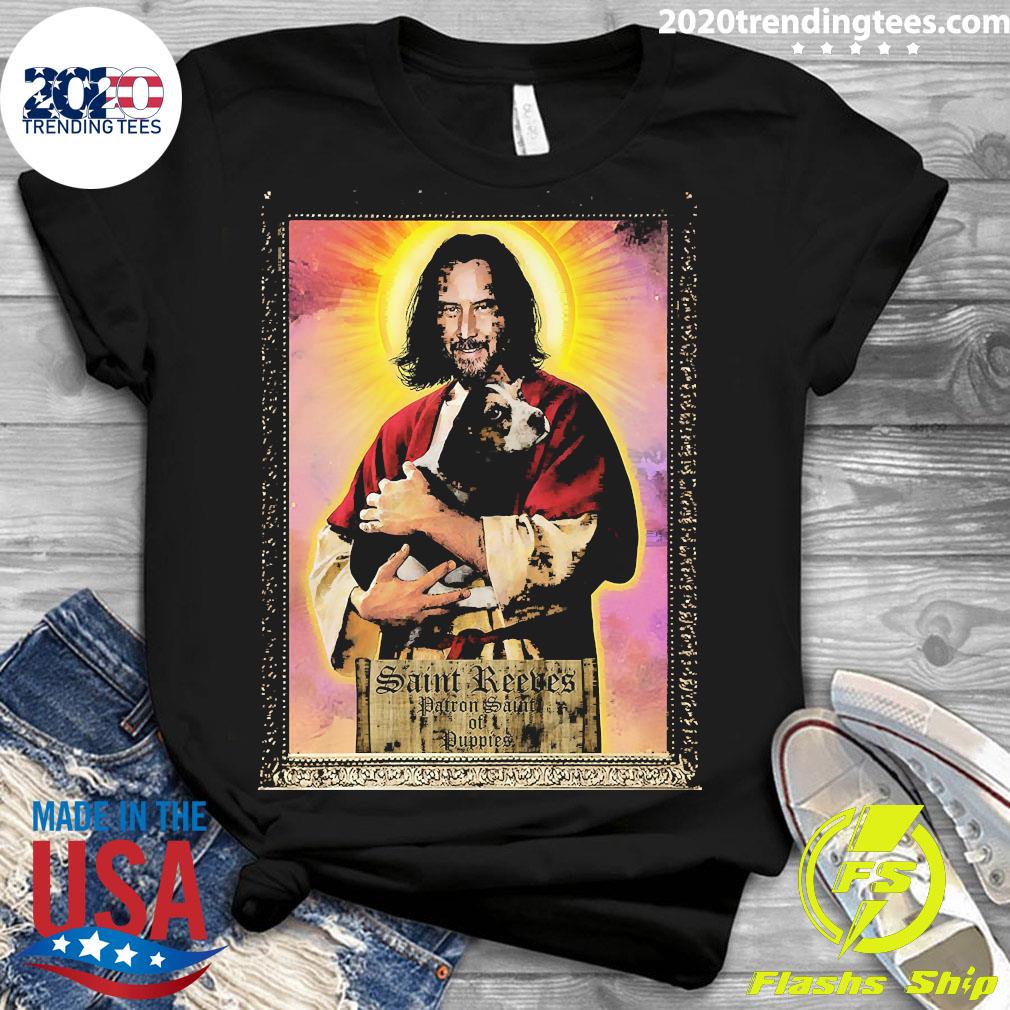 Official Keanu Saint Reeves Patron Of Puppies - Adult & Kids T-Shirts, Sweatshirts & Hoodies apparel design preview 3