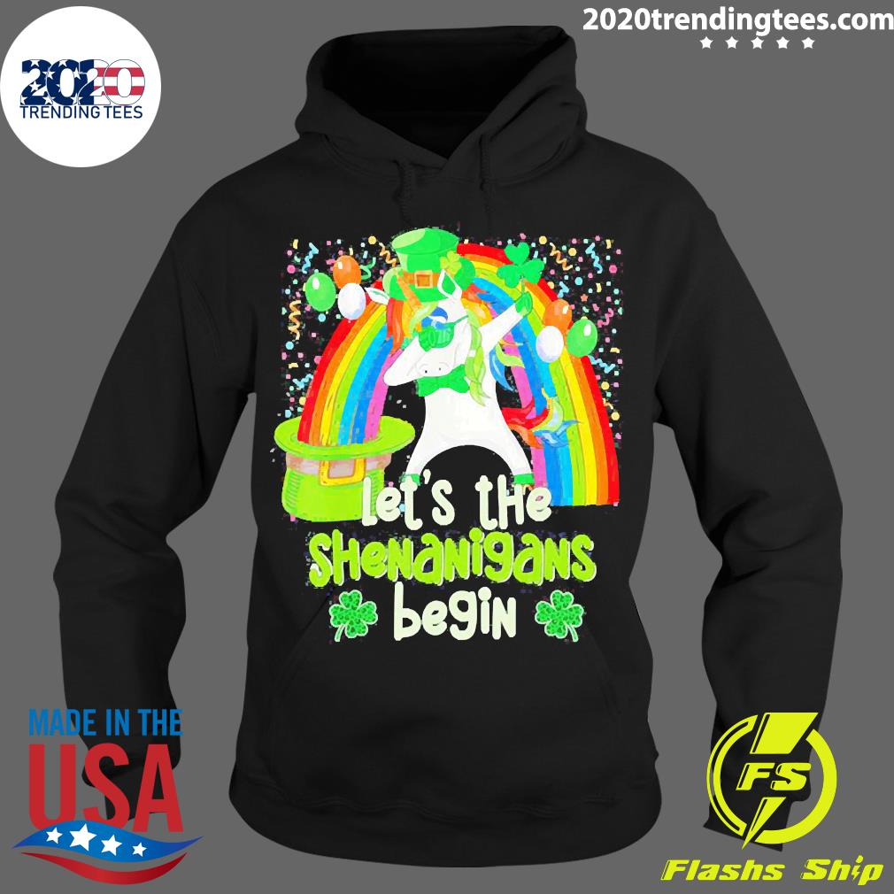 Official Let's Shenanigans Begin Dabbing Unicorn St - Adult & Kids T-Shirts, Sweatshirts & Hoodies apparel design preview 2