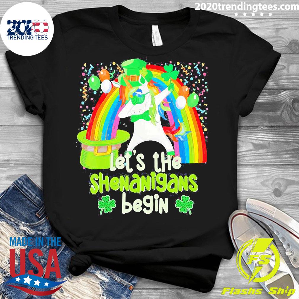 Official Let's Shenanigans Begin Dabbing Unicorn St - Adult & Kids T-Shirts, Sweatshirts & Hoodies apparel design preview 3