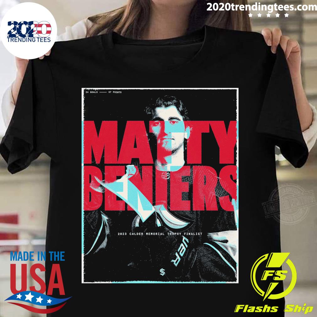 Official matty Beniers 2023 Calder Memorial Trophy - Adult & Kids T-Shirts, Sweatshirts & Hoodies apparel design preview 1