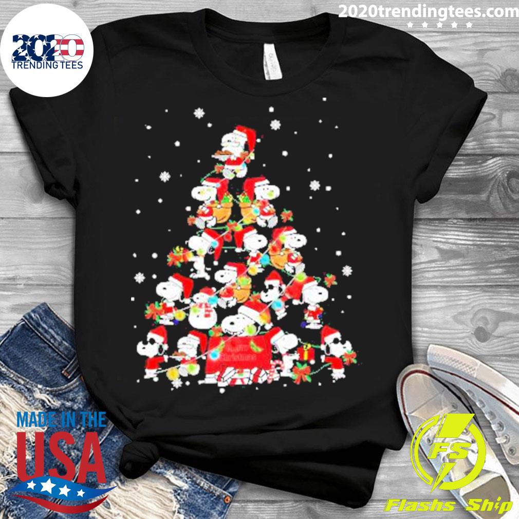 Official merry Christmas Snoopy Pine Tree Snow - Adult & Kids T-Shirts, Sweatshirts & Hoodies apparel design preview 3