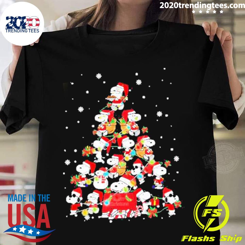 Official merry Christmas Snoopy Pine Tree Snow - Adult & Kids T-Shirts, Sweatshirts & Hoodies apparel design preview 1