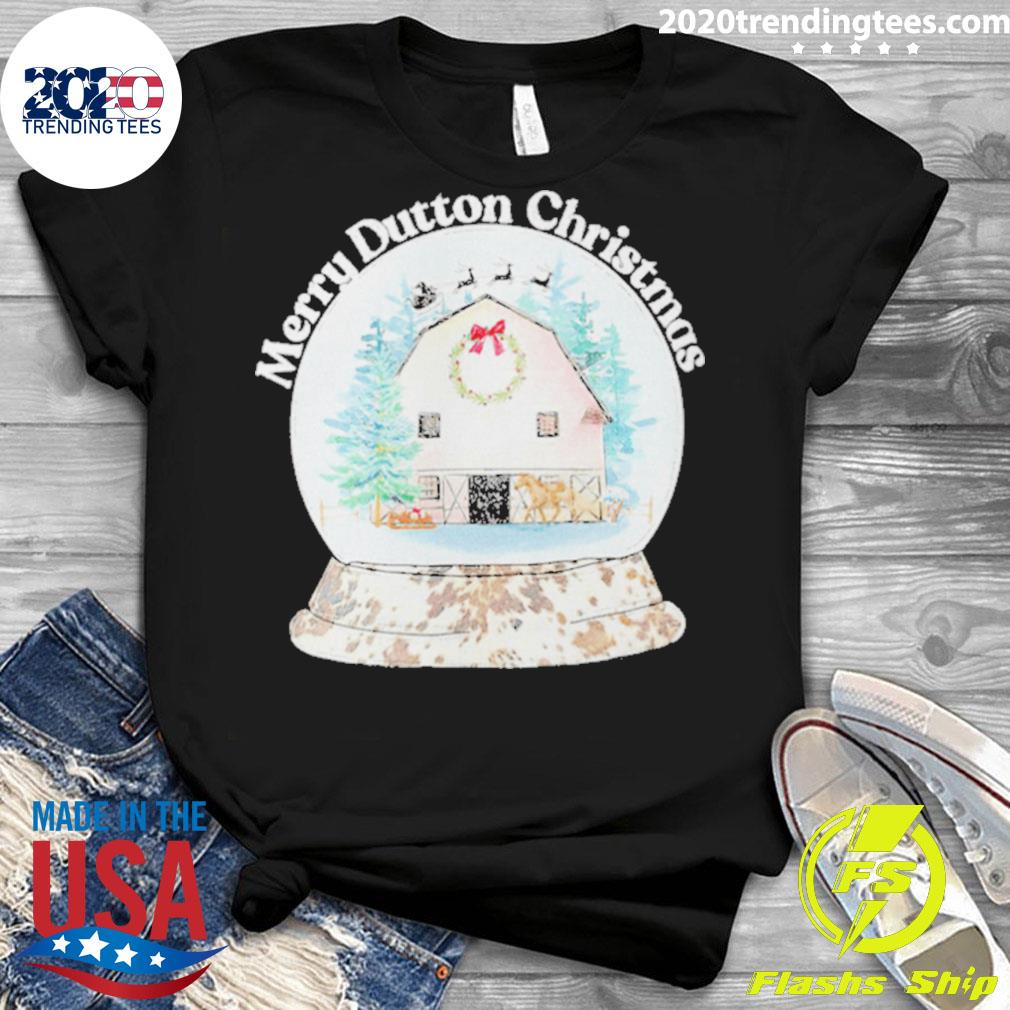 Official merry Dutton Christmas Snow Globe - Adult & Kids T-Shirts, Sweatshirts & Hoodies apparel design preview 3
