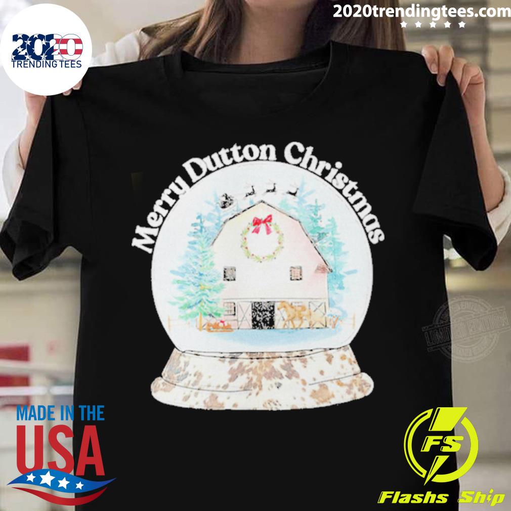 Official merry Dutton Christmas Snow Globe - Adult & Kids T-Shirts, Sweatshirts & Hoodies apparel design preview 1