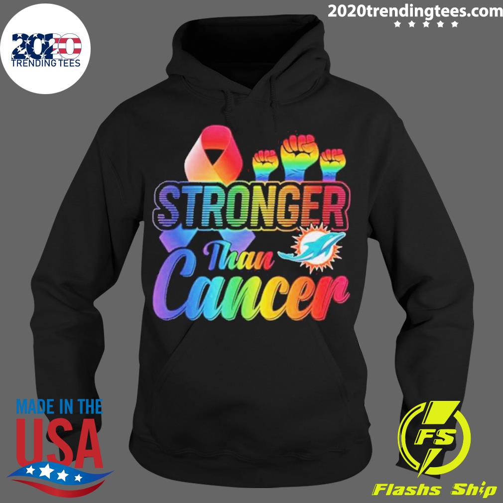 Official miami Dolphins Stronger Than Cancer - Adult & Kids T-Shirts, Sweatshirts & Hoodies apparel design preview 2