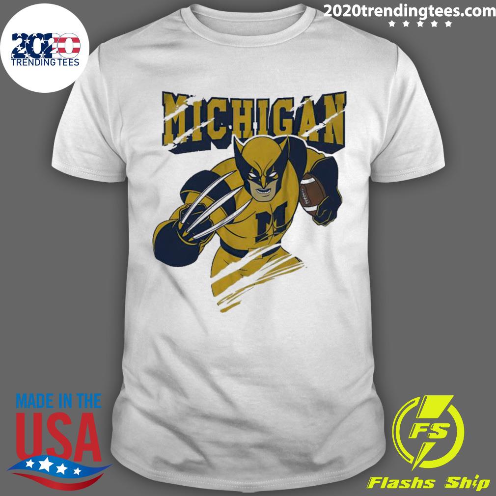 Official michigan Wolverines Marvel Wolverine Player - Adult & Kids T-Shirts, Sweatshirts & Hoodies apparel design preview 1