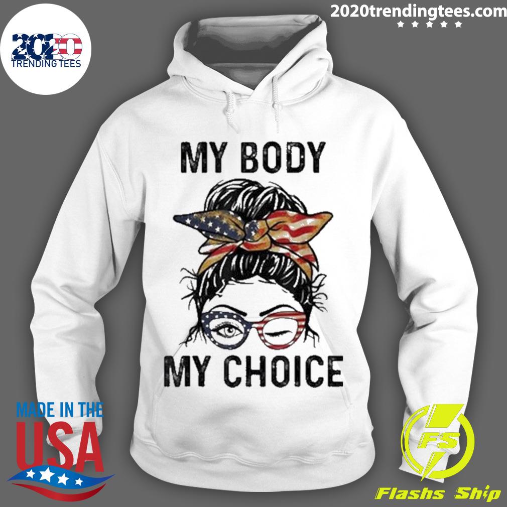 Official my Body Choice prochoice Messy Bun Us Flag - Adult & Kids T-Shirts, Sweatshirts & Hoodies apparel design preview 2