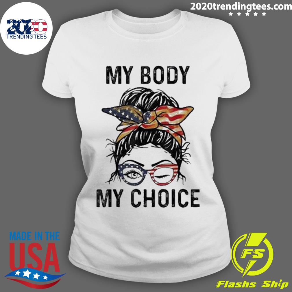 Official my Body Choice prochoice Messy Bun Us Flag - Adult & Kids T-Shirts, Sweatshirts & Hoodies apparel design preview 3
