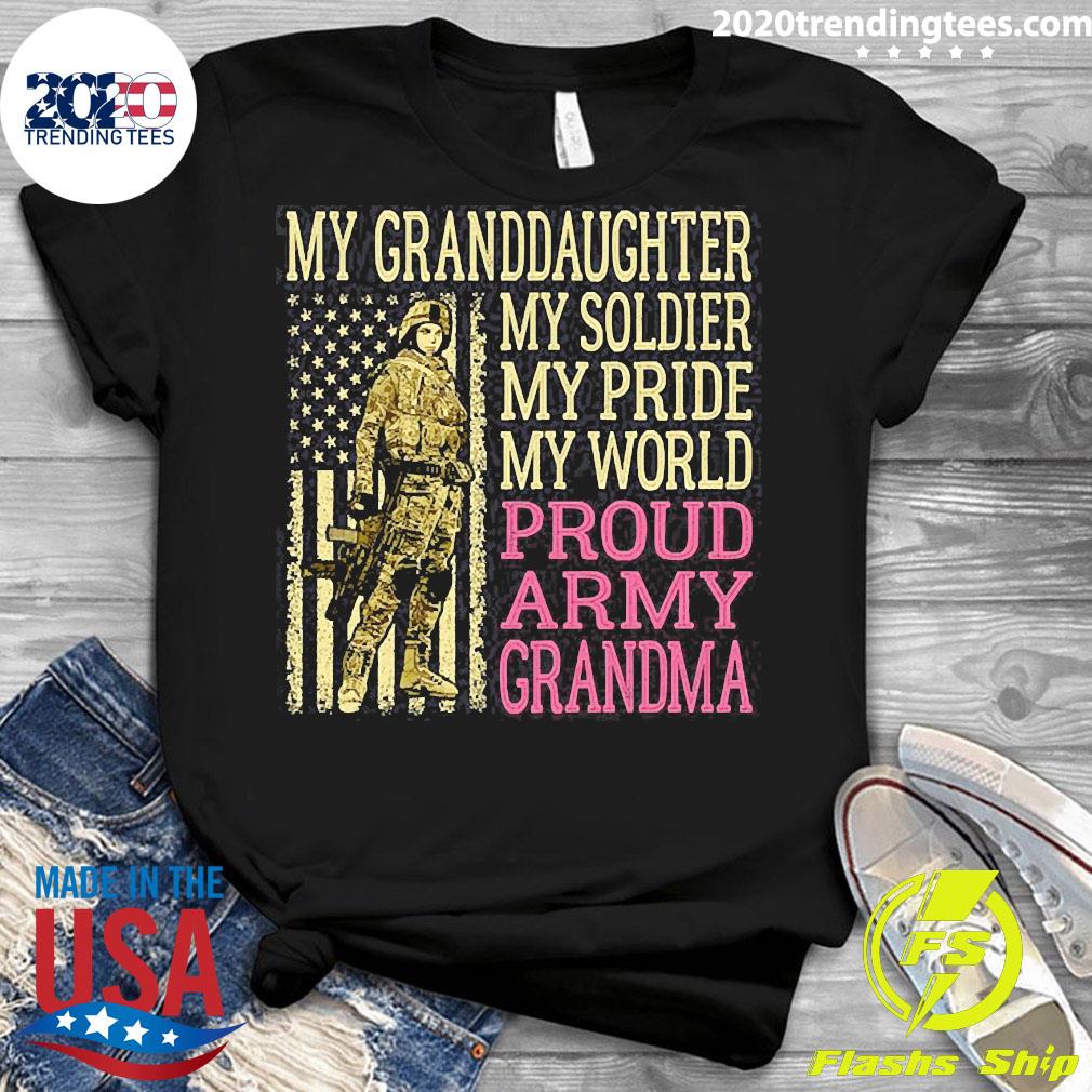 Official My Granddaughter Soldier Hero Proud Army - Adult & Kids T-Shirts, Sweatshirts & Hoodies apparel design preview 3