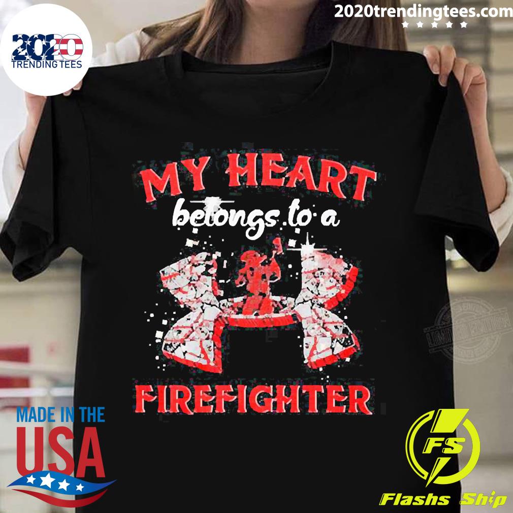 Official My Heart Belong To A Firefighter - Adult & Kids T-Shirts, Sweatshirts & Hoodies apparel design preview 1
